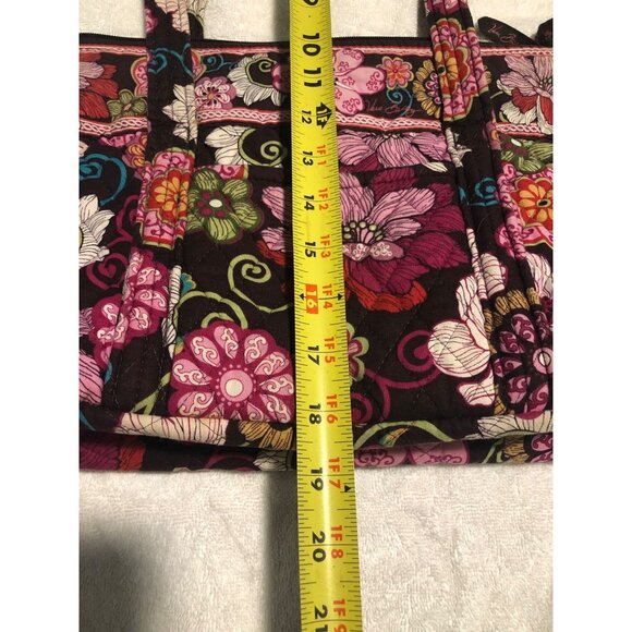 Vera Bradley Mod Floral Purse Shoulder Bag Two Handle Pink Brown Beige Flowers - Picture 6 of 7